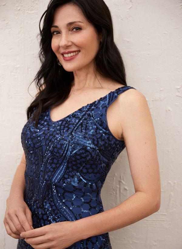 Laura V-Neck Sequin Dress