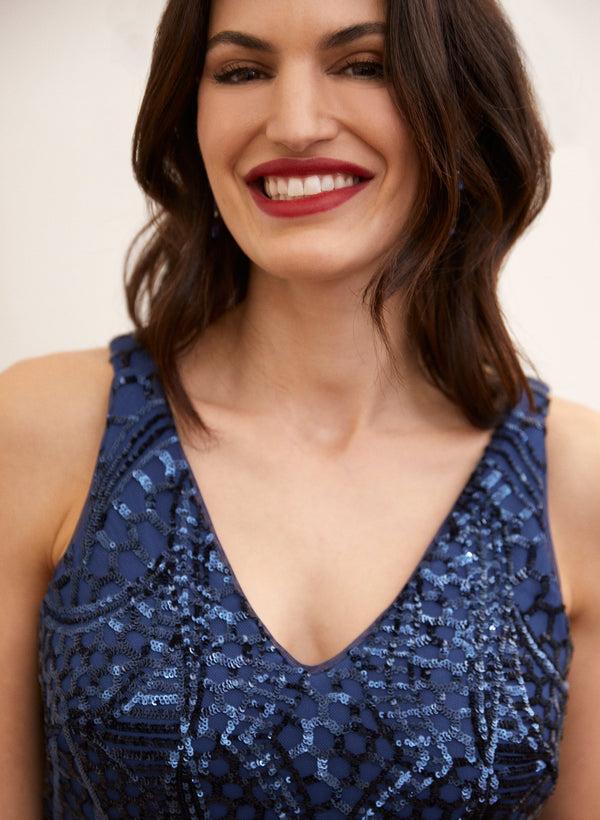 Laura V-Neck Sequin Dress