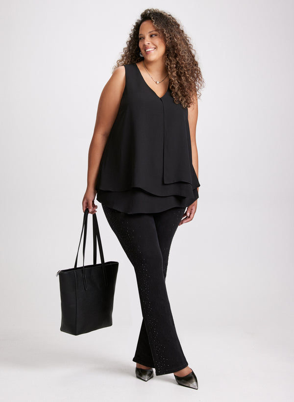 Laura V-Neck Sleeveless Layered Blouse