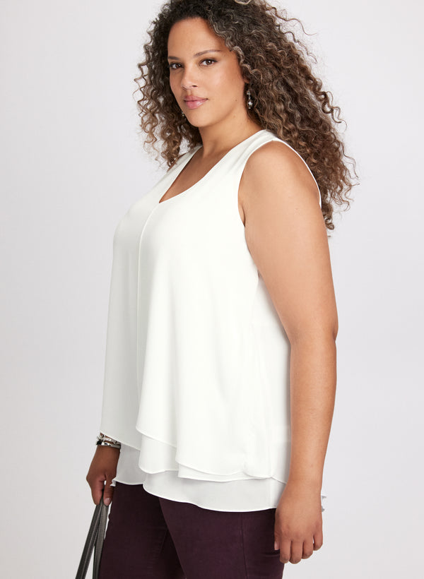 Laura V-Neck Sleeveless Layered Blouse
