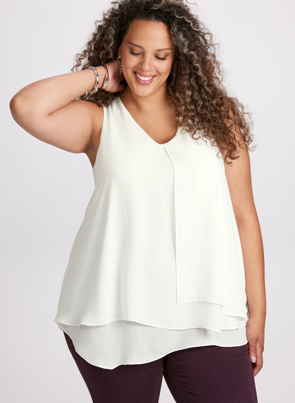 laura V-Neck Sleeveless Layered Blouse