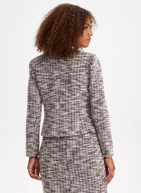 Laura Vegan Leather Detail Bouclé Jacket