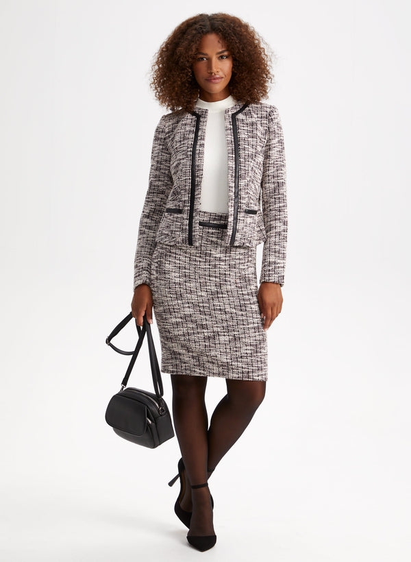 Laura Vegan Leather Detail Bouclé Jacket