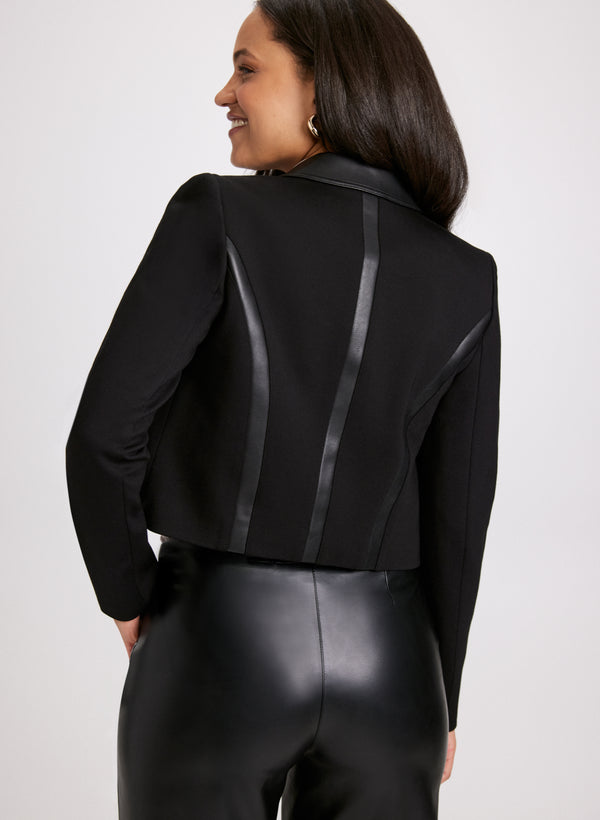 Laura Vegan Leather Detail Cropped Jacket