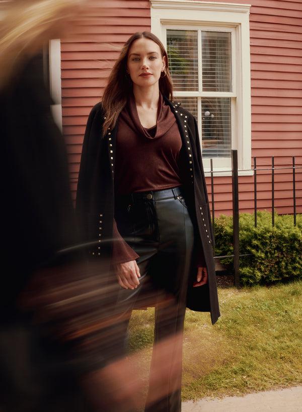 Laura Vegan Leather Flare-Leg Pants