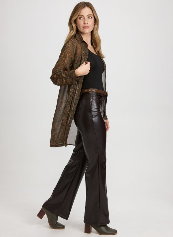 Laura Vegan Leather Flare-Leg Pants