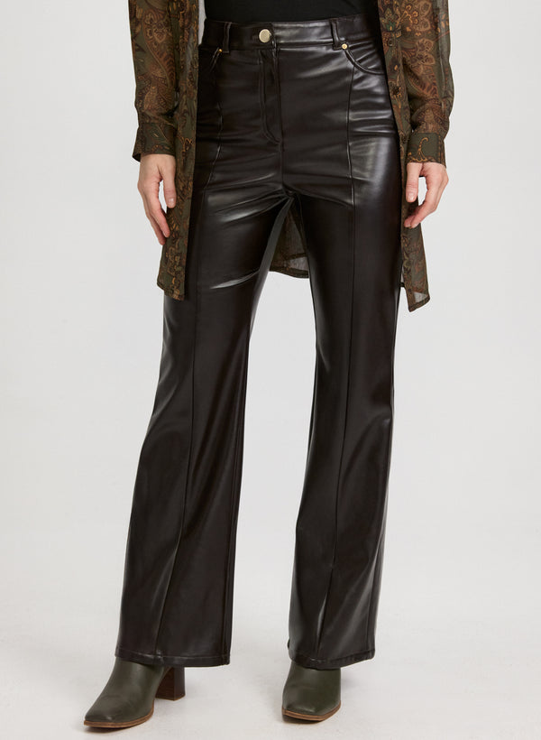 laura Vegan Leather Flare-Leg Pants