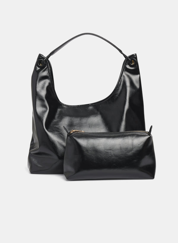 Laura Vegan Leather Handbag & Pouch Set