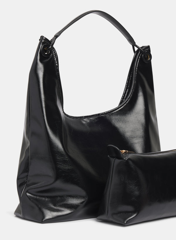 Laura Vegan Leather Handbag & Pouch Set