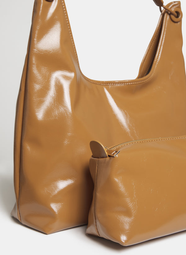 Laura Vegan Leather Handbag & Pouch Set