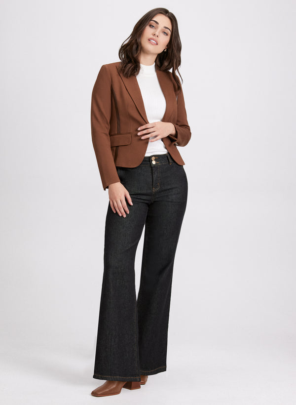 Laura Vegan Leather Trim Blazer