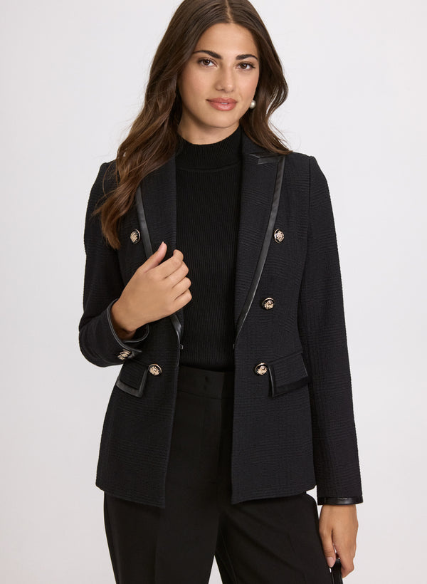 laura Vegan Leather Trim Blazer