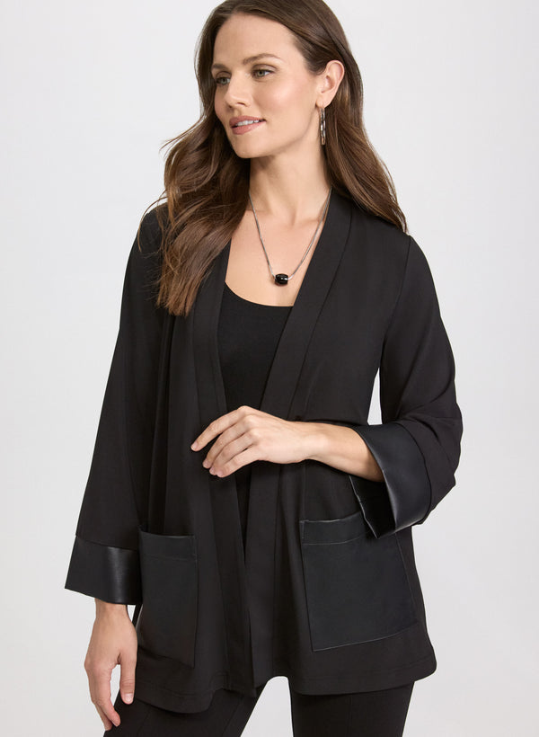 laura Vegan Leather Trim Top