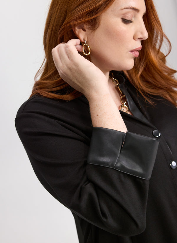 Laura Vegan Leather Trim Top