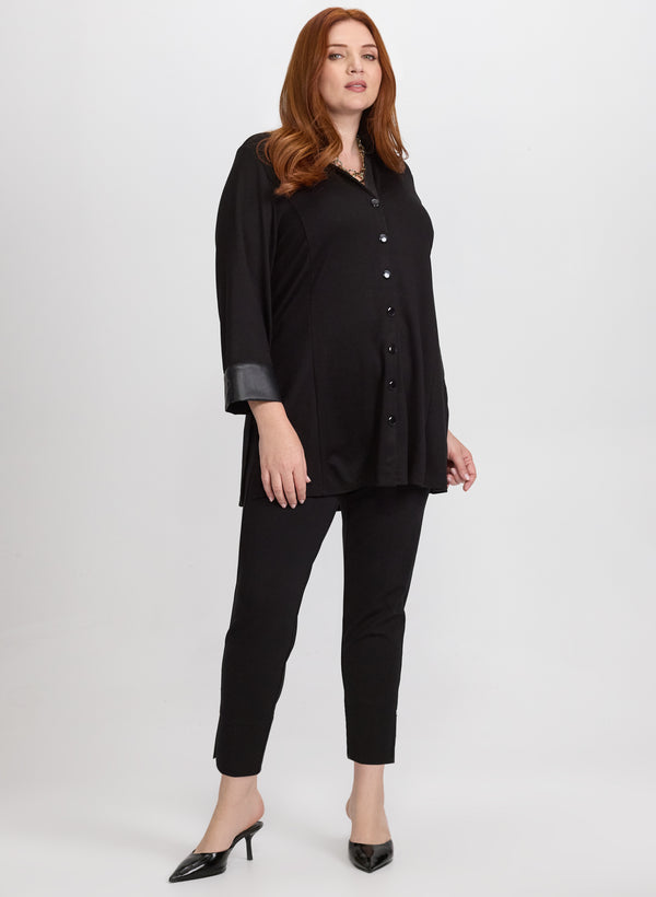 Laura Vegan Leather Trim Top