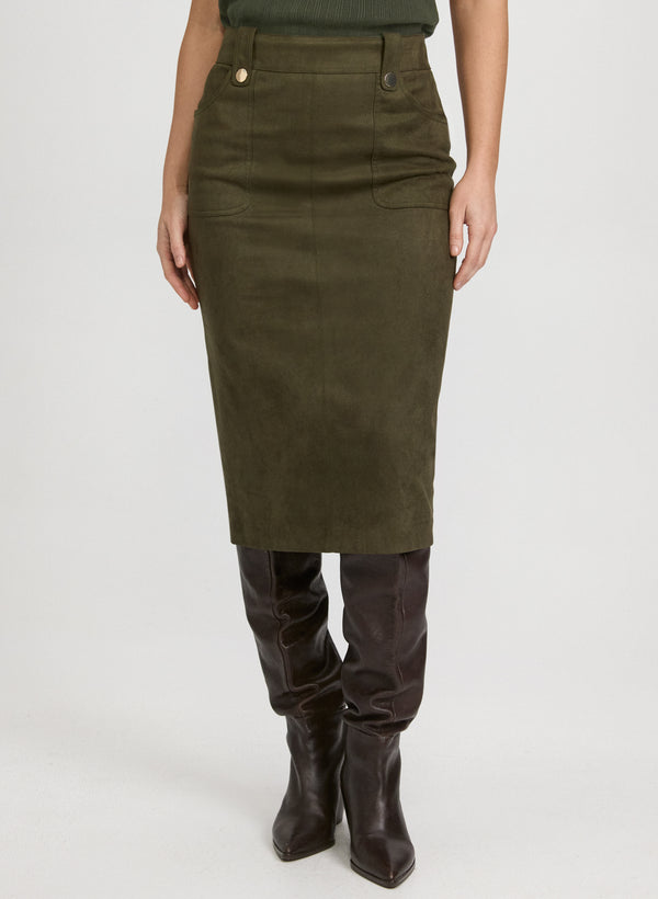 laura Vegan Suede Pencil Skirt