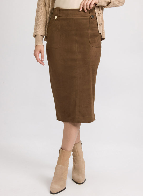laura Vegan Suede Pencil Skirt