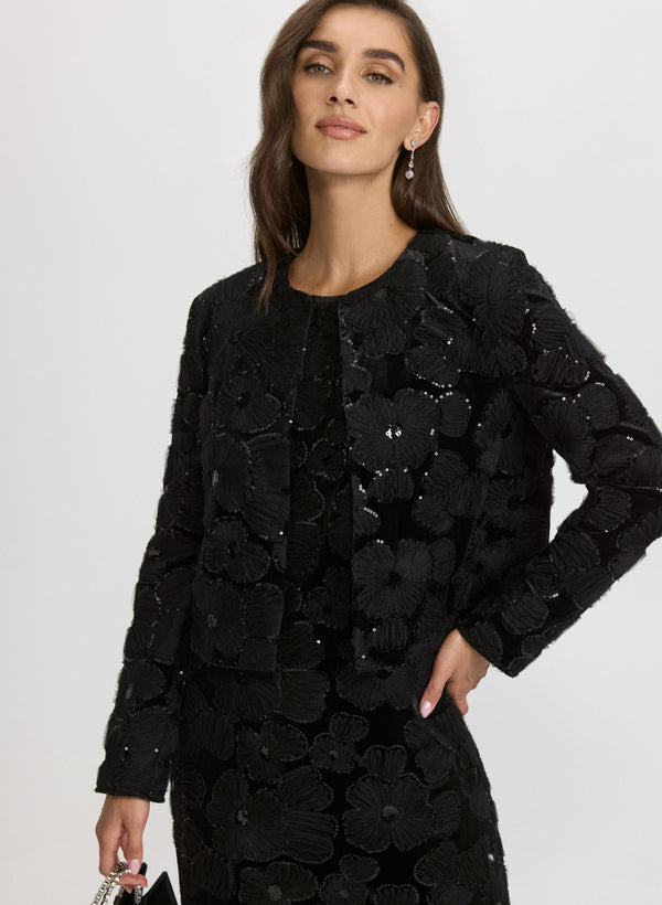 laura Velour Embroidered Bolero