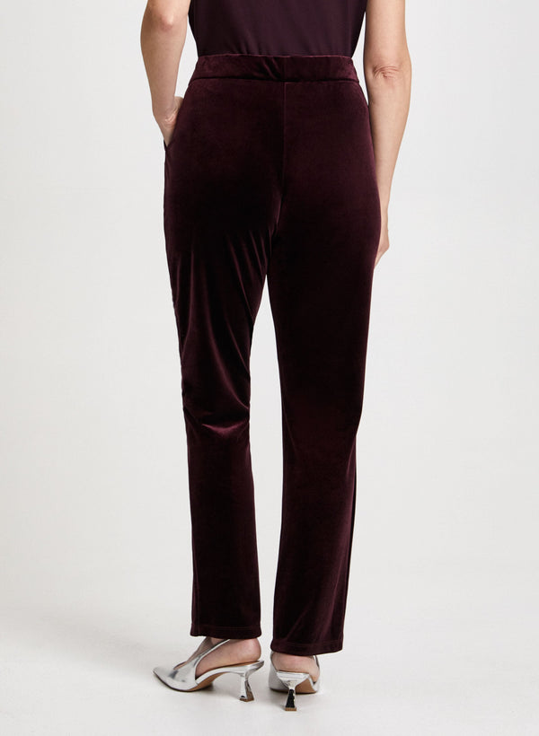 Laura Velour Straight Leg Pull-On Pants