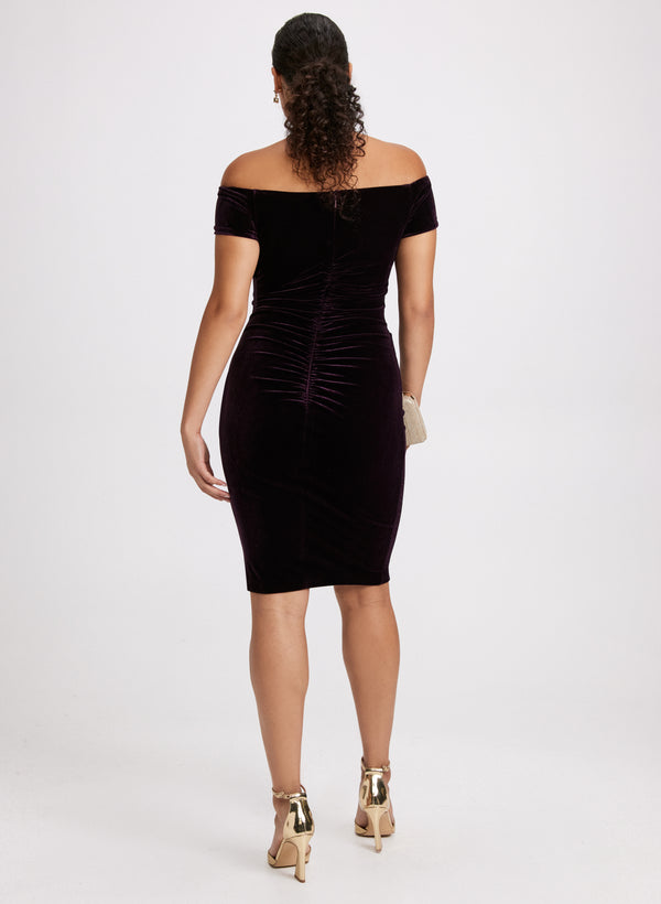 Laura Velvet Bardot Dress