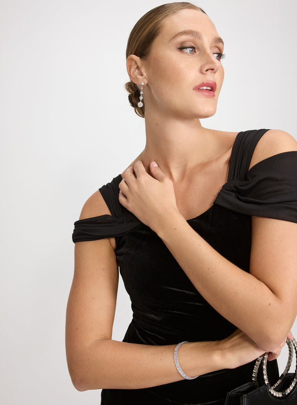 Laura Velvet Cold-Shoulder Dress