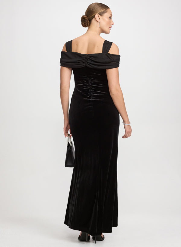 Laura Velvet Cold-Shoulder Dress
