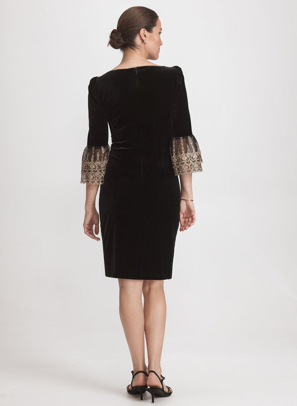 Laura Velvet Embroidered Sleeve Dress