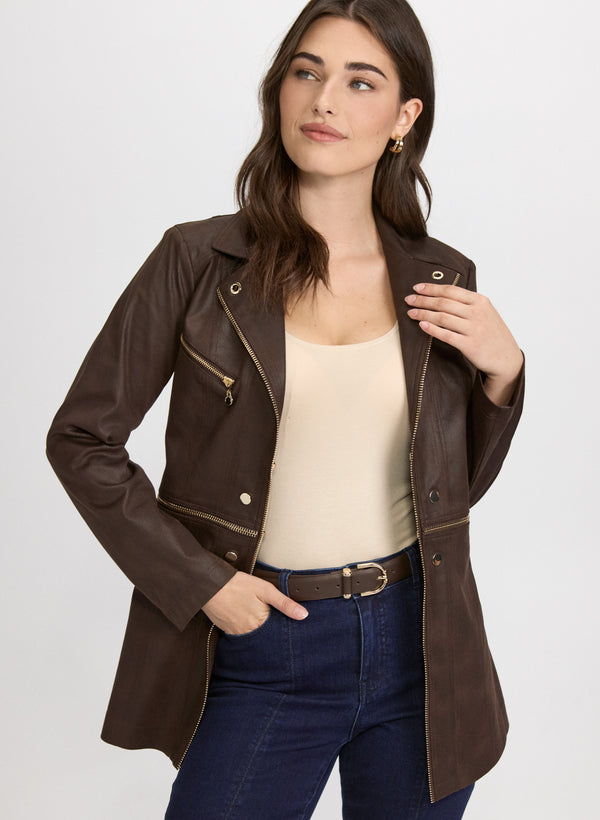 laura Vex - Long Faux-Suede Jacket