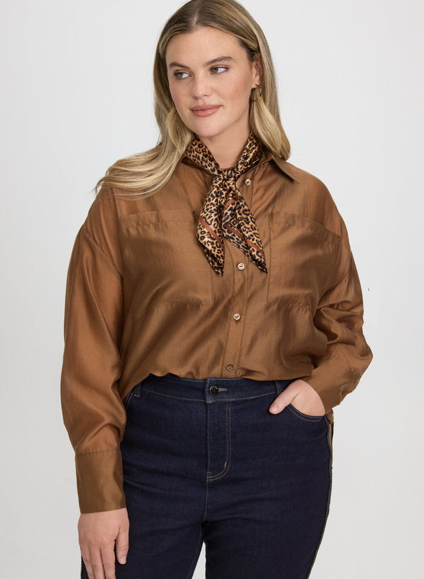 laura Voile Button-Down Blouse
