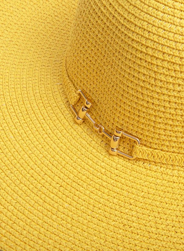 Laura Wide Brim Chain Detail Straw Hat