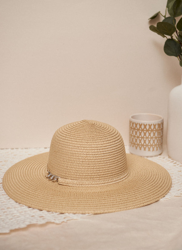 laura Wide Brimmed Chain Detail Hat