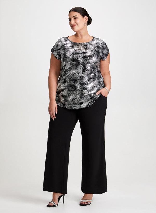 laura Wide Leg Pants & Metallic Print Top