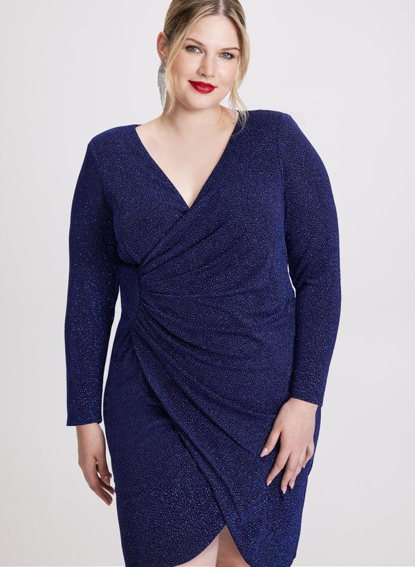 Laura Wrap Style Glitter Knit Dress