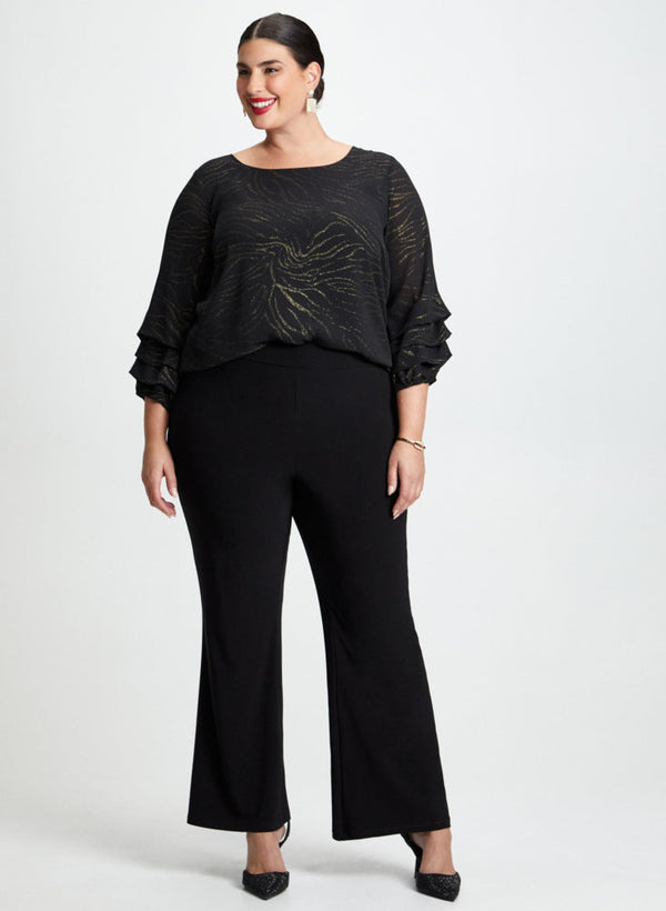laura Zebra Print Blouse & Bootcut Pants