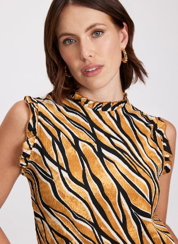 Laura Zebra Print Mock Neck Top