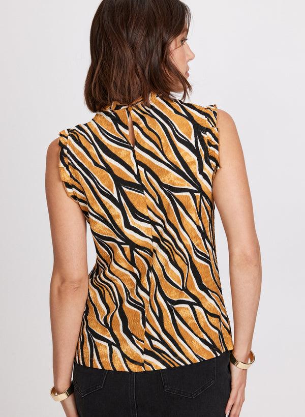 Laura Zebra Print Mock Neck Top