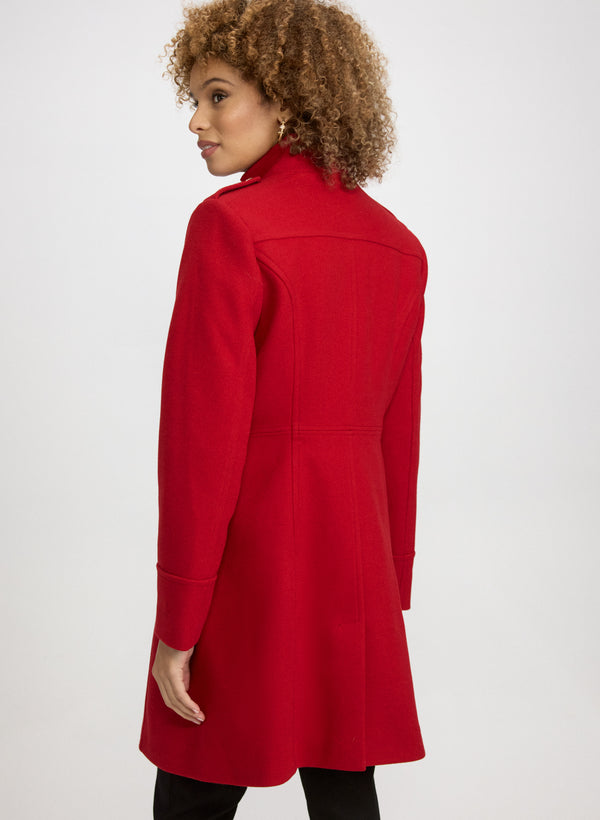 Laura Zip Front Wool-Blend Coat