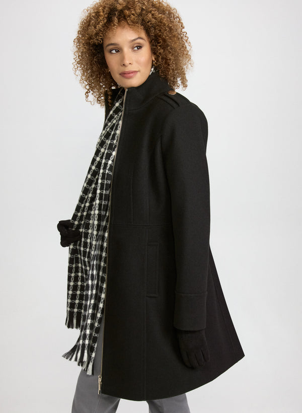 Laura Zip Front Wool-Blend Coat