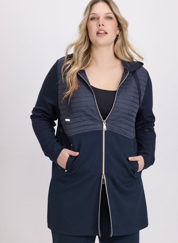 laura Zip Nylon Trim Top