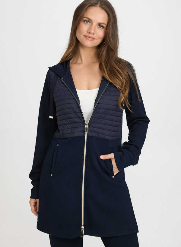 laura Zip Nylon Trim Top