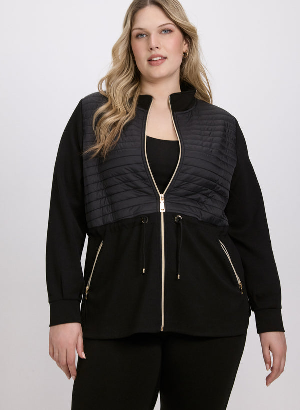 laura Zip-Up Nylon Detail Top