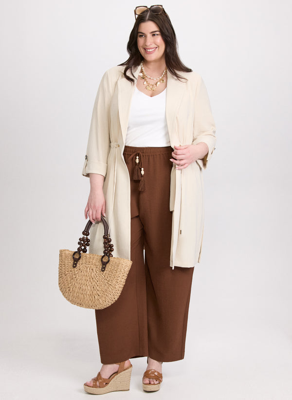 laura Long Drawstring Waist Jacket & Olivia Wide-Leg Pants