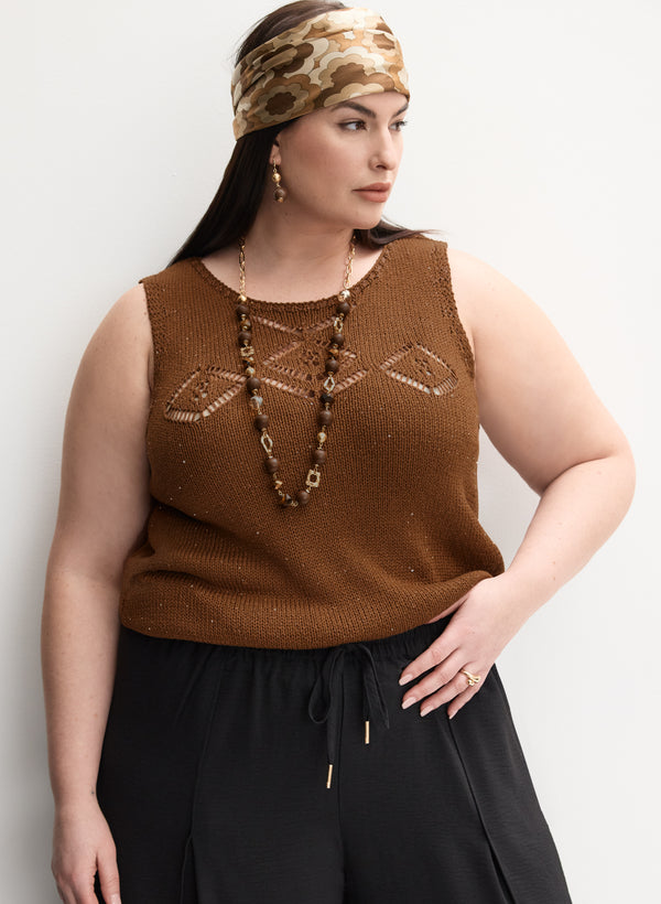 laura Melanie Lyne - Sleeveless Sequin Embellished Sweater