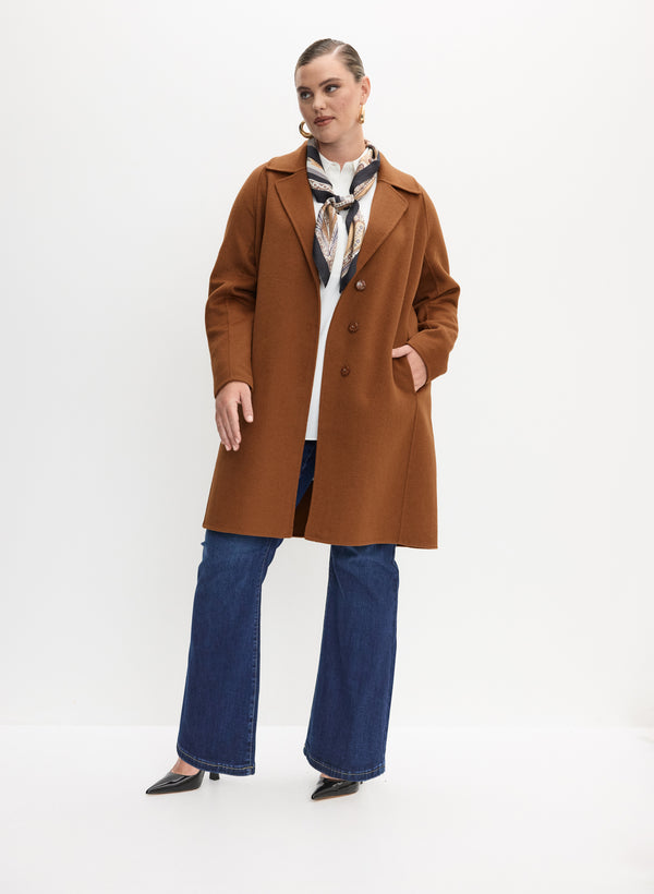 laura Notch Collar Wool-Blend Coat & Pull-On Flare-Leg Jeans