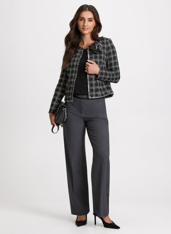 Laura Olivia Vegan Leather Trim Wide-Leg Pants – Short