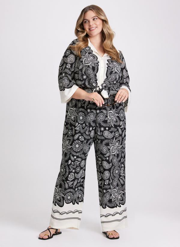 laura Paisley Print Blouse & Olivia Paisley Wide-Leg Pants