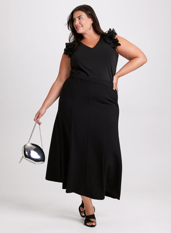 laura Pleated Shoulder Sleeveless Top & Panel Detail Skirt