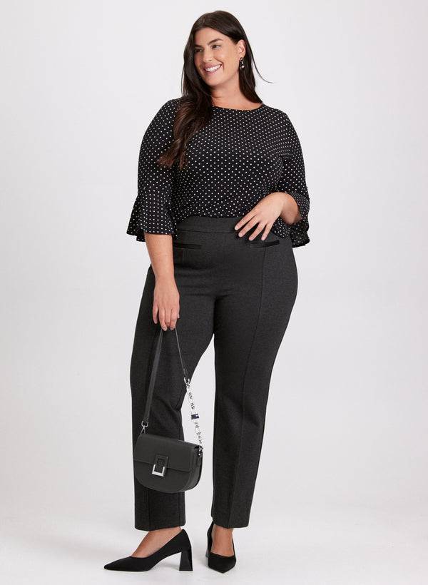 laura Polka Dot Flutter Sleeve Top & Straight Leg Pants