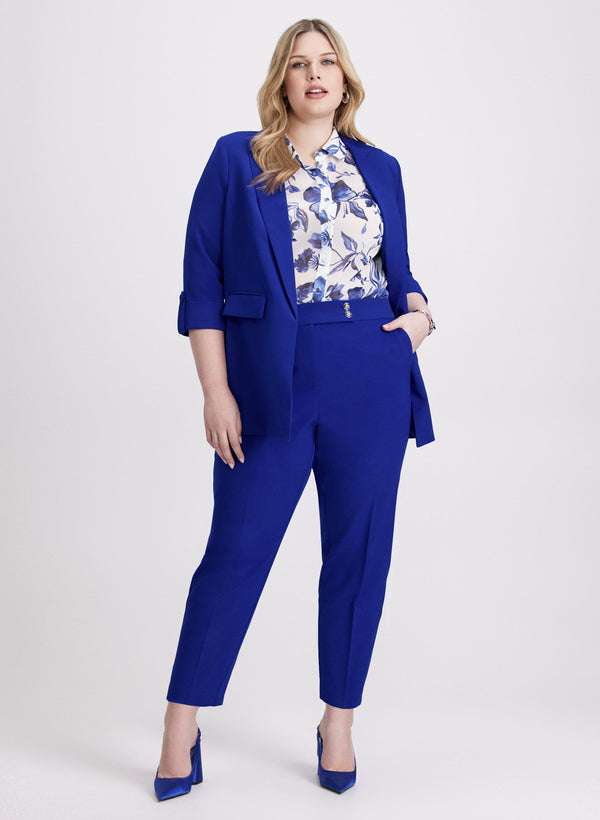 laura Rolled Sleeve Blazer & Emma Elastic-Back Slim-Leg Pants