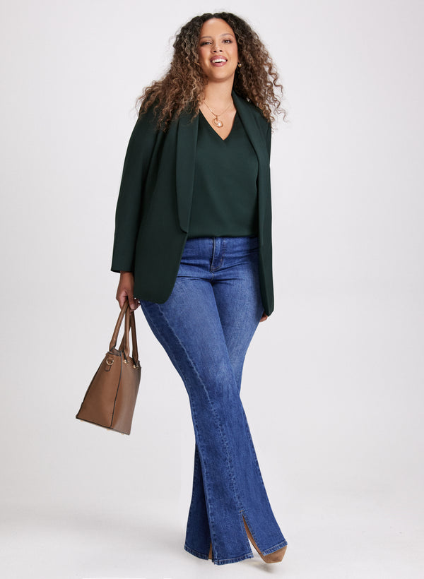 laura Shawl Collar Jacket & High Rise Flared-Leg Jeans